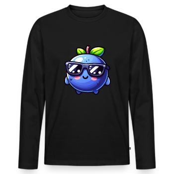 blueberry whisperer, blueberry - Männer Premium Bio Langarmshirt - Schwarz - Vorne - Nico (187cm)