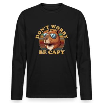 don't worry be capy, capybara - Männer Premium Bio Langarmshirt - Schwarz - Vorne - Nico (187cm)