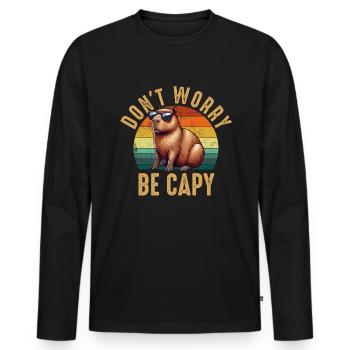don't worry be capy, capybara - Männer Premium Bio Langarmshirt - Schwarz - Vorne - Nico (187cm)