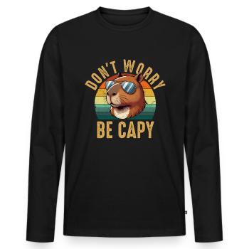 don't worry be capy, capybara - Männer Premium Bio Langarmshirt - Schwarz - Vorne - Nico (187cm)