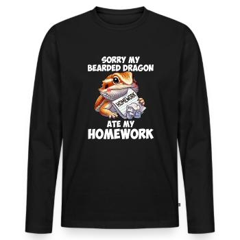 bearded dragon ate my homework, reptile bearded - Männer Premium Bio Langarmshirt - Schwarz - Vorne - Nico (187cm)