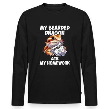 bearded dragon ate my homework, reptile bearded - Männer Premium Bio Langarmshirt - Schwarz - Vorne - Nico (187cm)