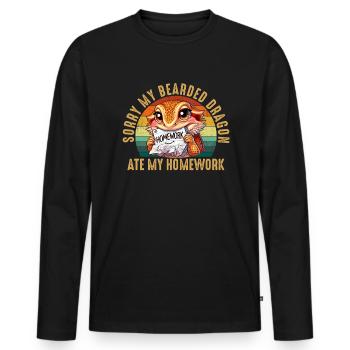bearded dragon ate my homework, reptile bearded - Männer Premium Bio Langarmshirt - Schwarz - Vorne - Nico (187cm)