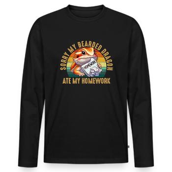bearded dragon ate my homework, reptile bearded - Männer Premium Bio Langarmshirt - Schwarz - Vorne - Nico (187cm)