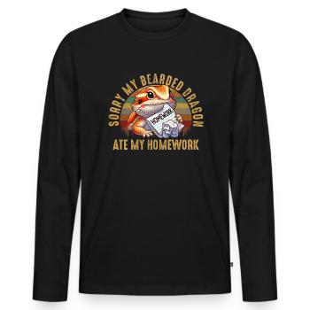 bearded dragon ate my homework, reptile bearded - Männer Premium Bio Langarmshirt - Schwarz - Vorne - Nico (187cm)