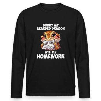 bearded dragon ate my homework, reptile bearded - Männer Premium Bio Langarmshirt - Schwarz - Vorne - Nico (187cm)