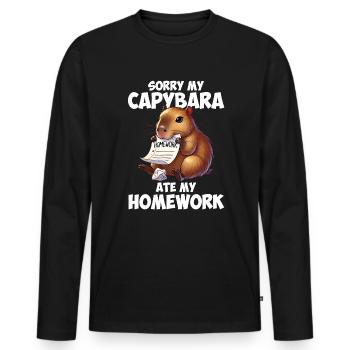 Capybara ate my homework, capybara - Männer Premium Bio Langarmshirt - Schwarz - Vorne - Nico (187cm)