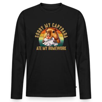 Capybara ate my homework, capybara - Männer Premium Bio Langarmshirt - Schwarz - Vorne - Nico (187cm)
