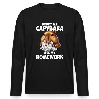 Capybara ate my homework, capybara - Männer Premium Bio Langarmshirt - Schwarz - Vorne - Nico (187cm)