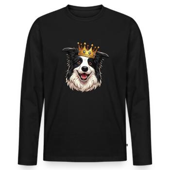 vintage Border Collie Dog - Männer Premium Bio Langarmshirt - Schwarz - Vorne - Nico (187cm)