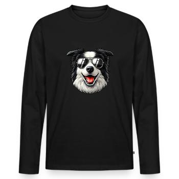 vintage Border Collie Dog - Männer Premium Bio Langarmshirt - Schwarz - Vorne - Nico (187cm)