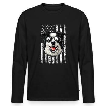 vintage Border Collie Dog - Männer Premium Bio Langarmshirt - Schwarz - Vorne - Nico (187cm)