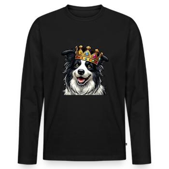 vintage Border Collie Dog - Männer Premium Bio Langarmshirt - Schwarz - Vorne - Nico (187cm)