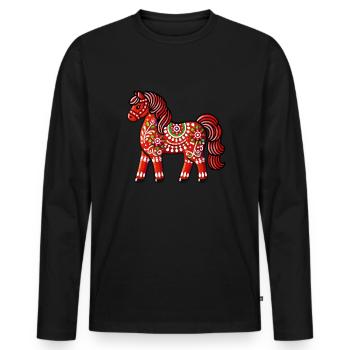Swedish Dala Horse, Scandinavian sverige sweden - Männer Premium Bio Langarmshirt - Schwarz - Vorne - Nico (187cm)