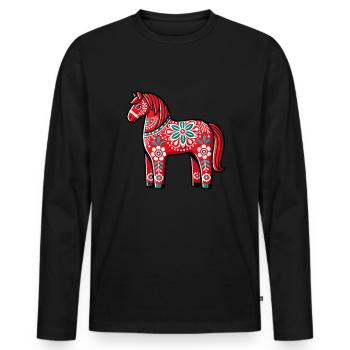Swedish Dala Horse, Scandinavian sverige sweden - Männer Premium Bio Langarmshirt - Schwarz - Vorne - Nico (187cm)