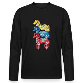 Swedish Dala Horse, Scandinavian sverige sweden - Männer Premium Bio Langarmshirt - Schwarz - Vorne - Nico (187cm)
