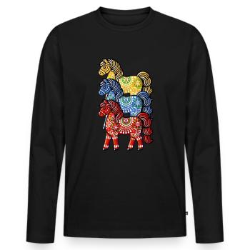 Swedish Dala Horse, Scandinavian sverige sweden - Männer Premium Bio Langarmshirt - Schwarz - Vorne - Nico (187cm)