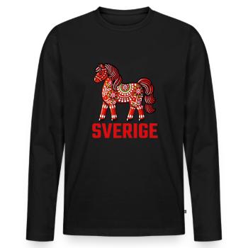 Swedish Dala Horse, Scandinavian sverige sweden - Männer Premium Bio Langarmshirt - Schwarz - Vorne - Nico (187cm)