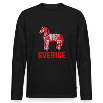 Swedish Dala Horse, Scandinavian sverige sweden - Männer Premium Bio Langarmshirt - Schwarz - Vorne - Nico (187cm)