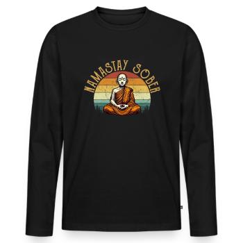 Namastay Sober , funny sobriety yoga - Männer Premium Bio Langarmshirt - Schwarz - Vorne - Nico (187cm)