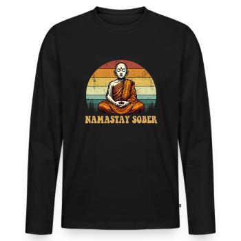 Namastay Sober , funny sobriety yoga - Männer Premium Bio Langarmshirt - Schwarz - Vorne - Nico (187cm)