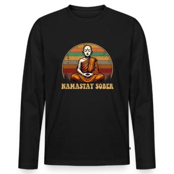 Namastay Sober , funny sobriety yoga - Männer Premium Bio Langarmshirt - Schwarz - Vorne - Nico (187cm)