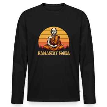 Namastay Sober , funny sobriety yoga - Männer Premium Bio Langarmshirt - Schwarz - Vorne - Nico (187cm)