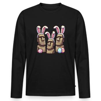 Easter island moai, Isla de Pascua easter island - Männer Premium Bio Langarmshirt - Schwarz - Vorne - Nico (187cm)