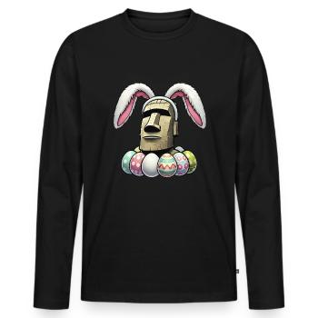 Easter island moai, Isla de Pascua easter island - Männer Premium Bio Langarmshirt - Schwarz - Vorne - Nico (187cm)