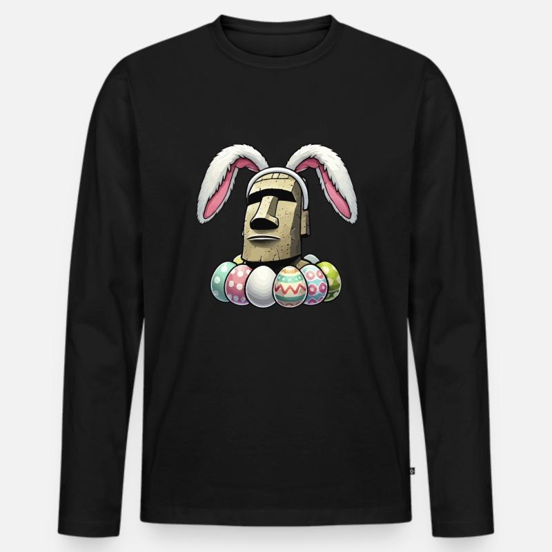 Easter island moai, Isla de Pascua easter island - Männer Premium Bio Langarmshirt - Schwarz