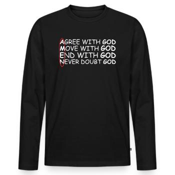 Amen | Gott, Glauben, Kirche, beten, Gottesdienst - Männer Premium Bio Langarmshirt - Schwarz - Vorne - Nico (187cm)