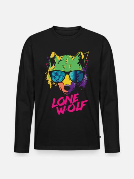 Lone Wolf - Einsamer Wolf - Men's Premium Organic Long Sleeve Shirt - black