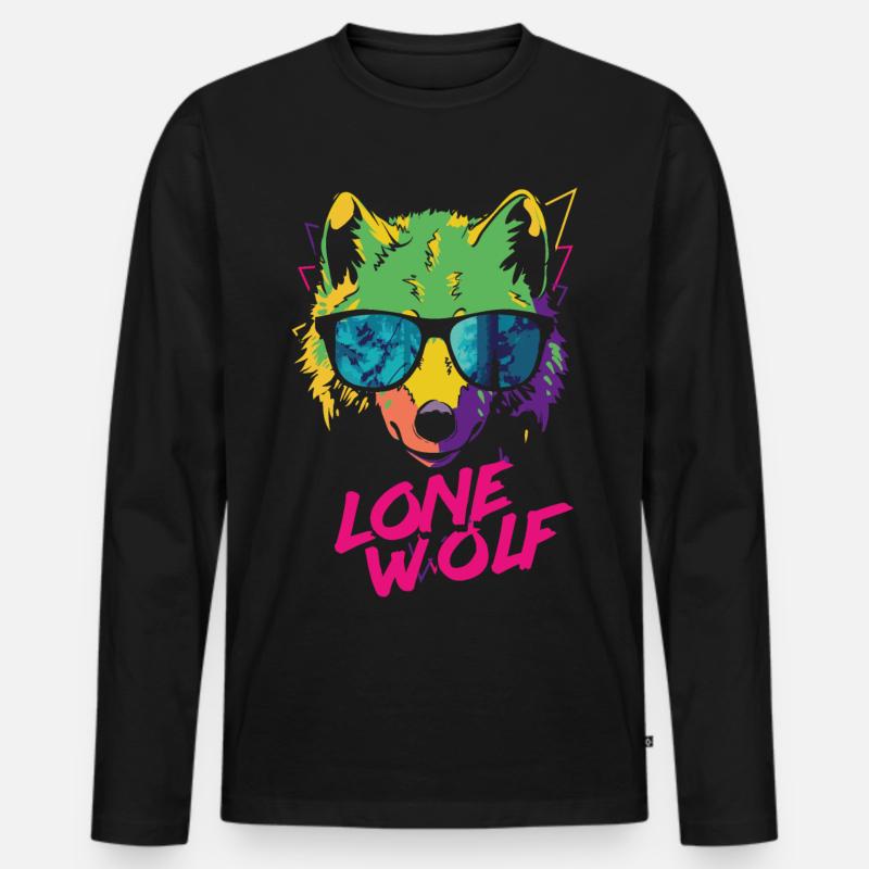 Lone Wolf - Einsamer Wolf - Männer Premium Bio Langarmshirt - Schwarz