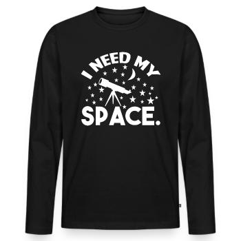 Astronome J’ai besoin de mon espace - T-shirt manches longues Premium bio Homme - noir - Devant - Nico (187cm)