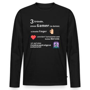 Gründe Gamer zu daten - Männer Premium Bio Langarmshirt - Schwarz - Vorne - Nico (187cm)