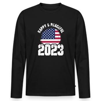 Freedom for All Humanity - Men's Premium Organic Long Sleeve Shirt - black - Front - Nico (187cm)