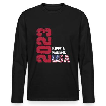 Freedom for All Humanity - Men's Premium Organic Long Sleeve Shirt - black - Front - Nico (187cm)