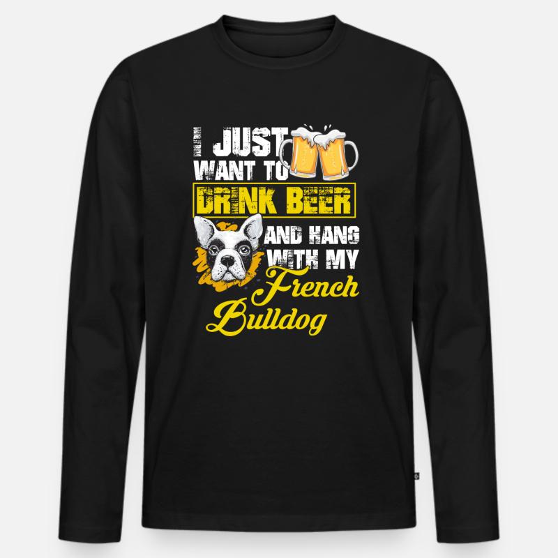 Bier Trinken - Männer Premium Bio Langarmshirt - Schwarz