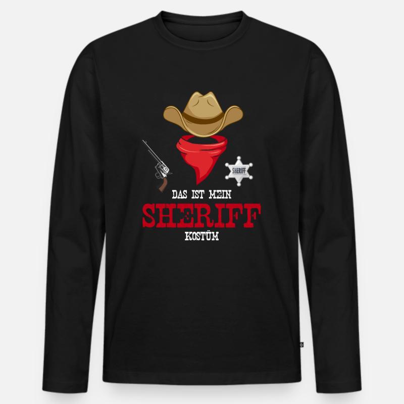 Karneval Kostüm Sheriff - Männer Premium Bio Langarmshirt - Schwarz