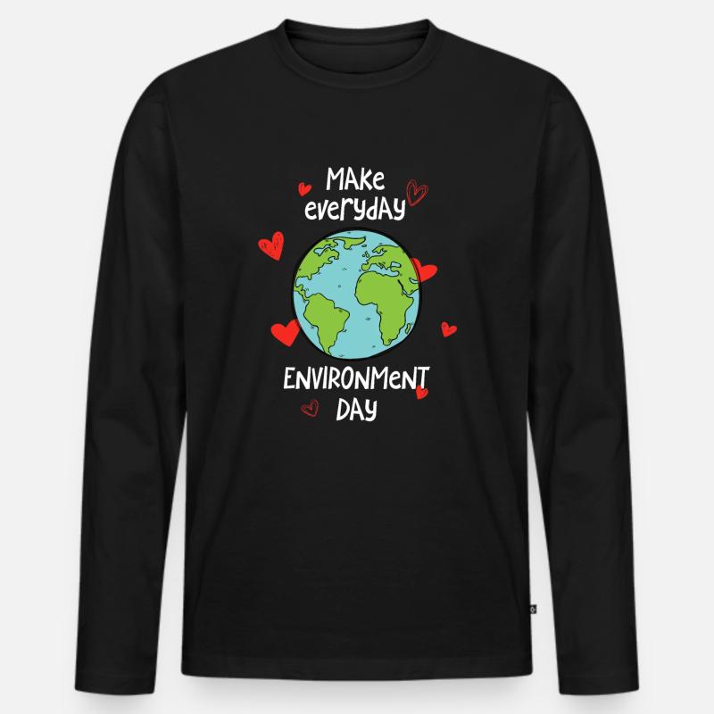 Make everyday environment day - Männer Premium Bio Langarmshirt - Schwarz