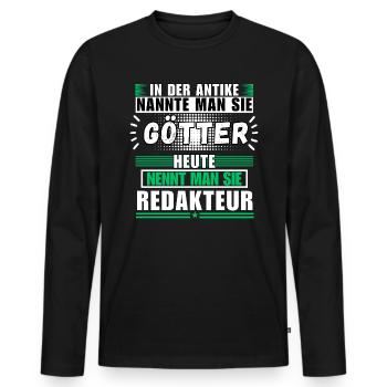 Götter in der Antike. Heute Redakteur - Männer Premium Bio Langarmshirt - Schwarz - Vorne - Nico (187cm)