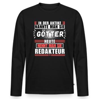 Götter in der Antike. Heute Redakteur - Männer Premium Bio Langarmshirt - Schwarz - Vorne - Nico (187cm)