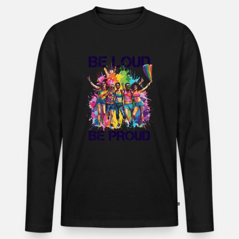 Rainbow Connection Embrace, Happy Pride - Männer Premium Bio Langarmshirt - Schwarz