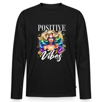 Positive Vibes LGBTQ+ Pride Artwork - Men's Premium Organic Long Sleeve Shirt - black - Front - Nico (187cm)