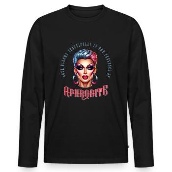Pride LGBTQ Drag Queen Aphrodite Elegance - Männer Premium Bio Langarmshirt - Schwarz - Vorne - Nico (187cm)