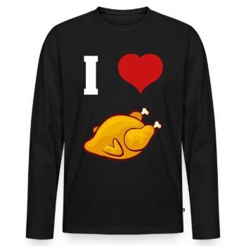funny i love chicken i love fried chicken - Men's Premium Organic Long Sleeve Shirt - black - Front - Nico (187cm)