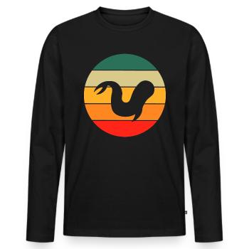 Retro Beluga Wal - Männer Premium Bio Langarmshirt - Schwarz - Vorne - Nico (187cm)