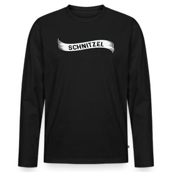Schnitzel Schriftzug Lieblingsessen Leibgericht - Männer Premium Bio Langarmshirt - Schwarz - Vorne - Nico (187cm)
