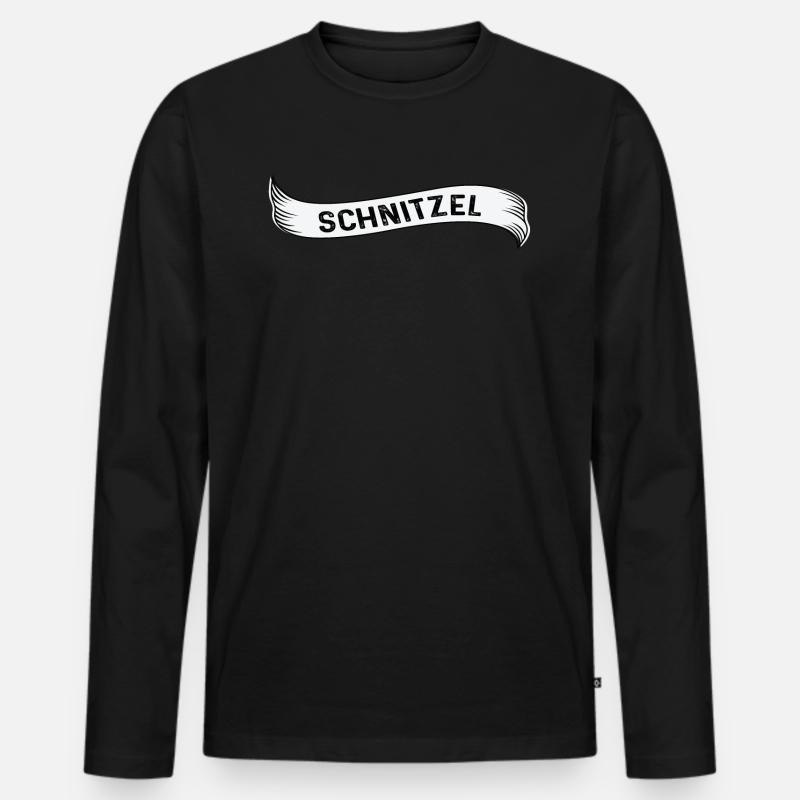 Schnitzel Schriftzug Lieblingsessen Leibgericht - Männer Premium Bio Langarmshirt - Schwarz