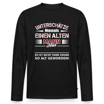Never underestimate Old Man Shirt • Dream Country - Men's Premium Organic Long Sleeve Shirt - black - Front - Nico (187cm)